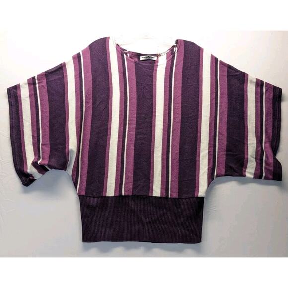 Hannah Jones New York Womens Medium Purple White Striped Kimono Sweater - Picture 1 of 7